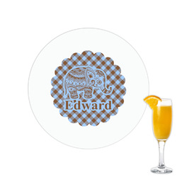 Gingham & Elephants Printed Drink Topper - 2.15" (Personalized)