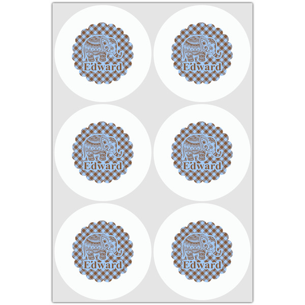 Gingham & Elephants Drink Topper - XLarge - Set of 6