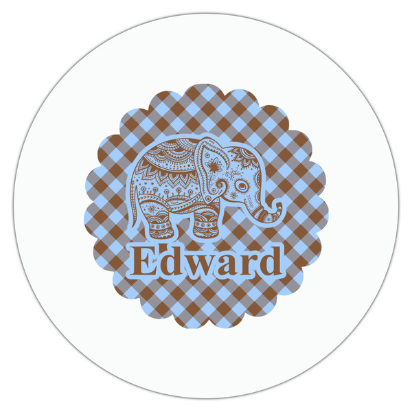 Gingham & Elephants Drink Topper - XLarge - Single