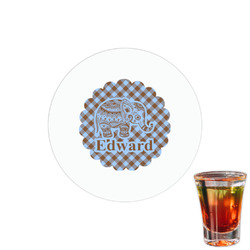 Gingham & Elephants Printed Drink Topper - 1.5" (Personalized)