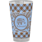 Gingham & Elephants Pint Glass - Full Color (Personalized)