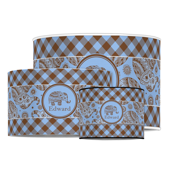 Gingham & Elephants Drum Lampshades - MAIN