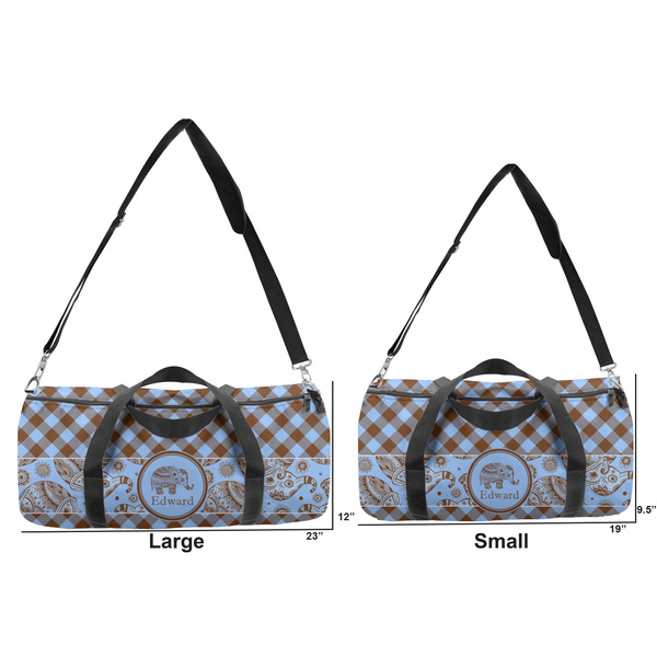 Gingham & Elephants Duffle Bag Small and Large