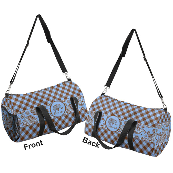 Gingham & Elephants Duffle bag large front and back sides