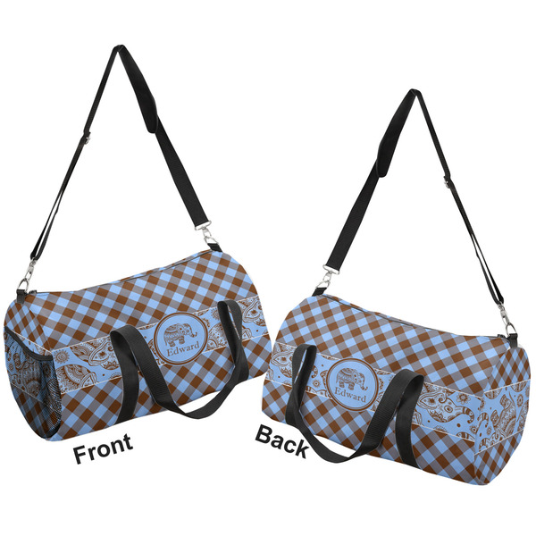 Gingham & Elephants Duffle bag small front and back sides