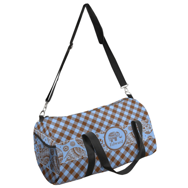 Custom Gingham & Elephants Duffel Bag (Personalized)