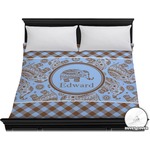 Gingham & Elephants Duvet Cover - King (Personalized)