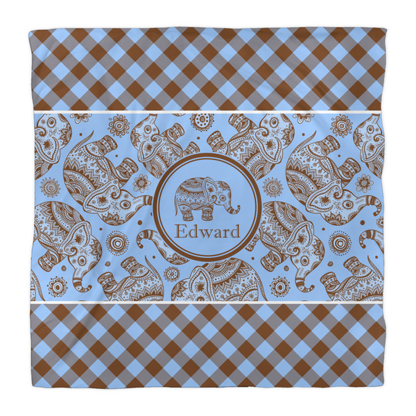Gingham & Elephants Duvet Cover - Queen - Front