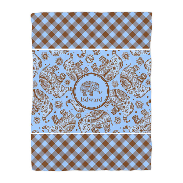 Gingham & Elephants Duvet Cover - Twin - Front