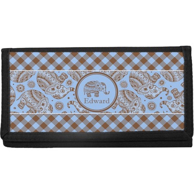 Gingham & Elephants Canvas Checkbook Cover (Personalized)