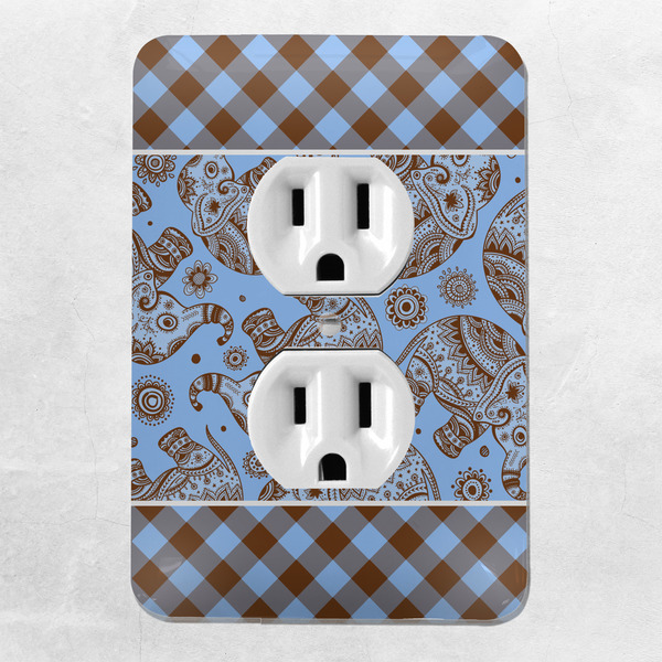 Gingham & Elephants Electric Outlet Plate - LIFESTYLE