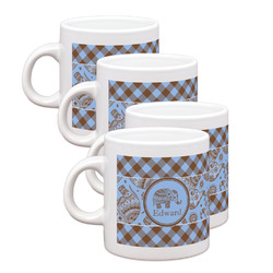 Gingham & Elephants Single Shot Espresso Cups - Set of 4 (Personalized)