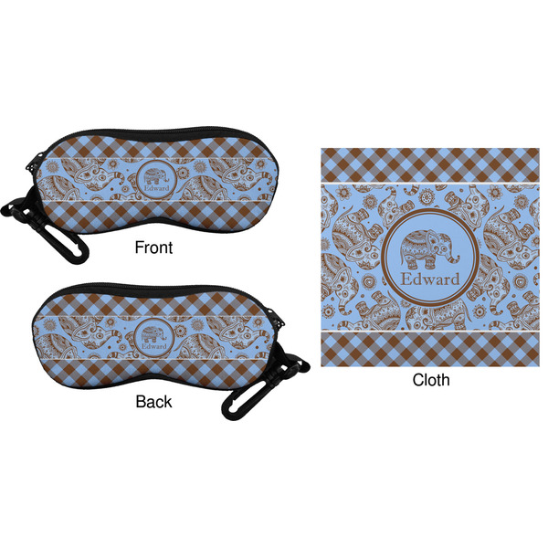 Gingham & Elephants Eyeglass Case & Cloth (Approval)