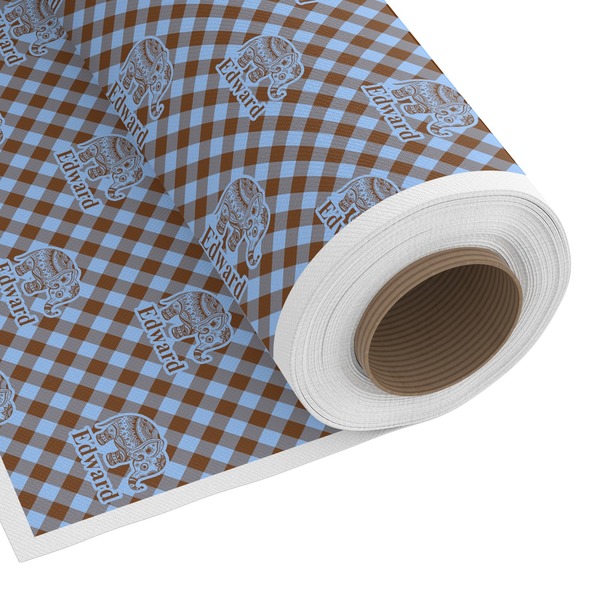 Custom Gingham & Elephants Fabric by the Yard - Spun Polyester Poplin (Personalized)