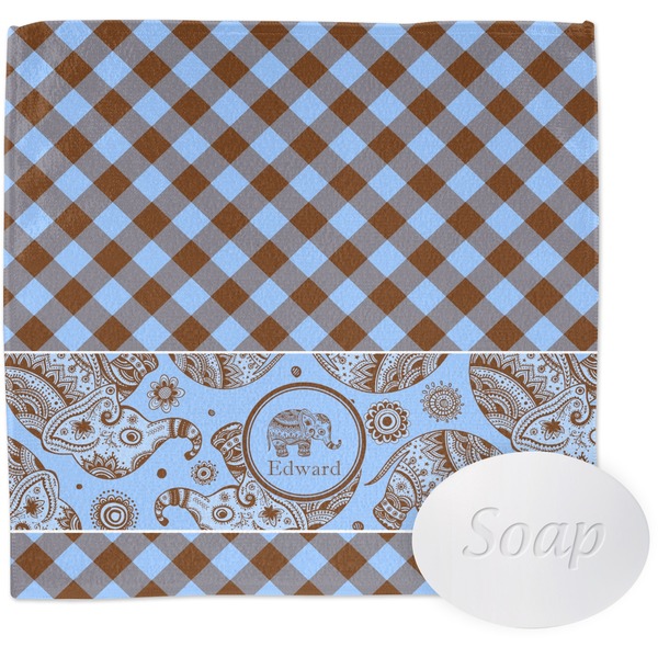 Custom Gingham & Elephants Washcloth (Personalized)