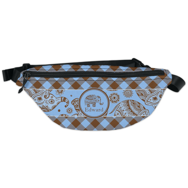 Custom Gingham & Elephants Fanny Pack - Classic Style (Personalized)