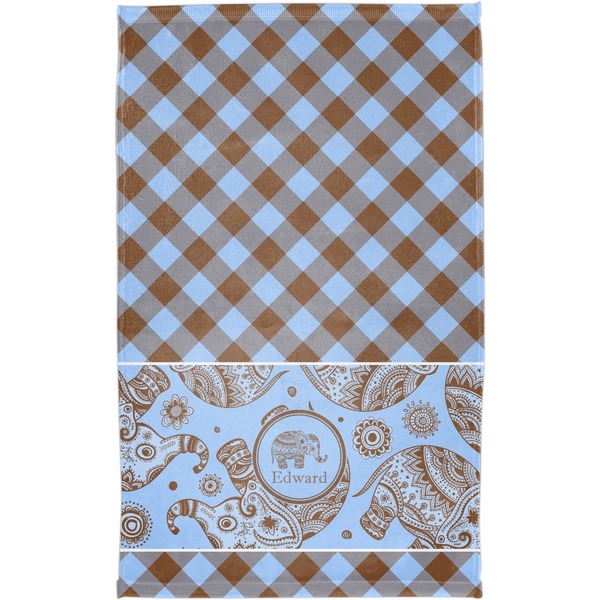 Gingham & Elephants Finger Tip Towel - Full View