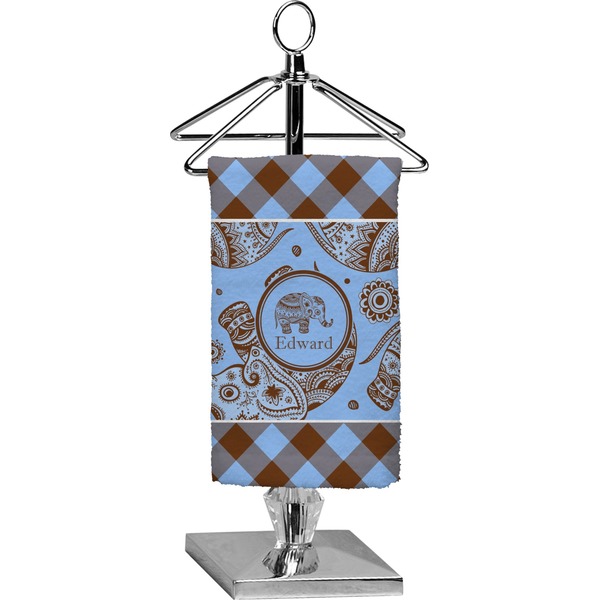 Custom Gingham & Elephants Finger Tip Towel - Full Print (Personalized)