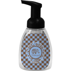 Gingham & Elephants Foam Soap Bottle - Black (Personalized)
