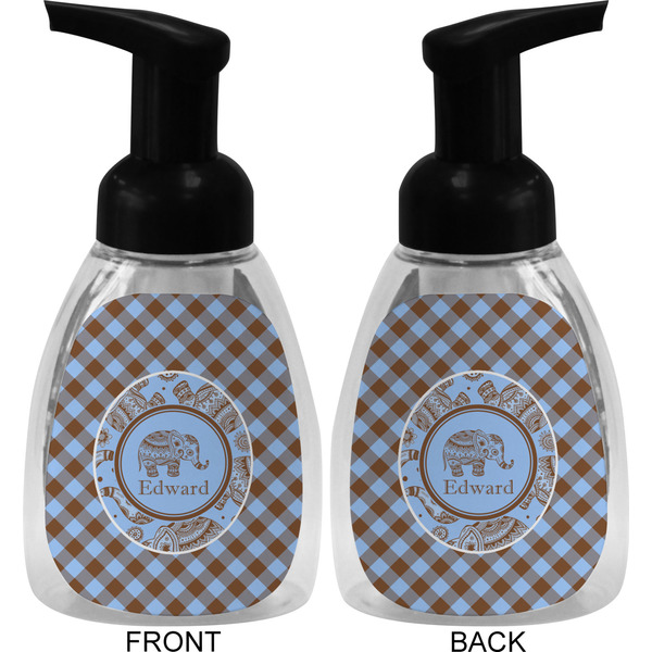 Gingham & Elephants Foam Soap Bottle (Front & Back)