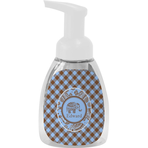 Custom Gingham & Elephants Foam Soap Bottle (Personalized)
