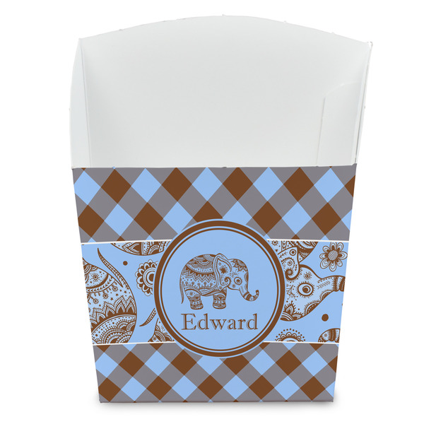 Custom Gingham & Elephants French Fry Favor Boxes (Personalized)