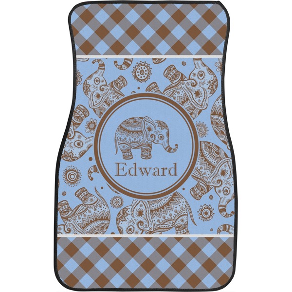 Gingham & Elephants Front Seat Car Mat