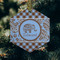 Gingham & Elephants Frosted Glass Ornament - Hexagon (Lifestyle)
