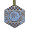 Gingham & Elephants Flat Glass Ornament - Hexagon w/ Name or Text