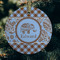 Gingham & Elephants Frosted Glass Ornament - Round (Lifestyle)