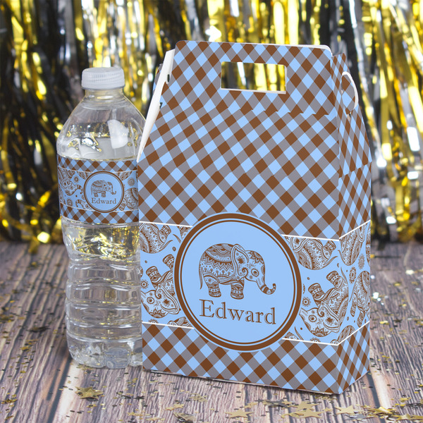 Gingham & Elephants Gable Favor Box - In Context