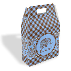 Gingham & Elephants Gable Favor Box (Personalized)