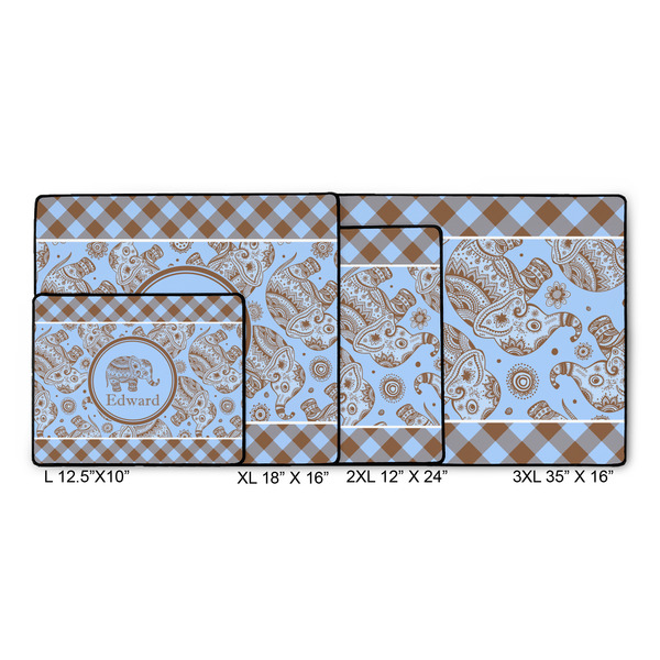 Gingham & Elephants Gaming Mats - SIZE CHART