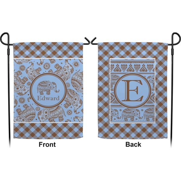 Gingham & Elephants Garden Flag - Double Sided Front and Back