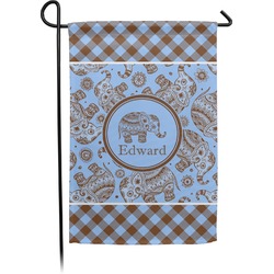 Gingham & Elephants Small Garden Flag - Double Sided w/ Name or Text