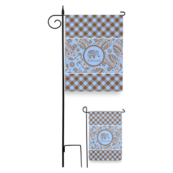 Gingham & Elephants Garden Flag - PARENT/MAIN