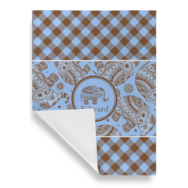 Gingham & Elephants Garden Flags - Large - Single Sided - FRONT FOLDED