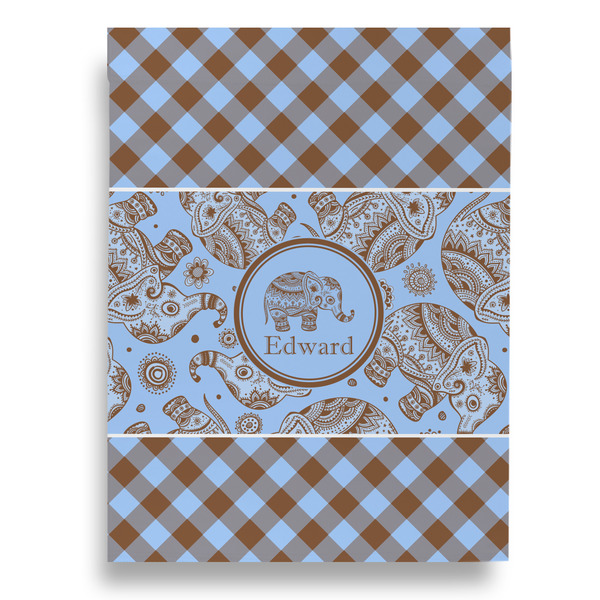 Gingham & Elephants Garden Flags - Large - Single Sided - FRONT