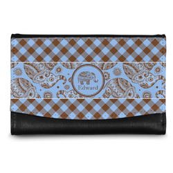 Gingham & Elephants Genuine Leather Women's Wallet - Small (Personalized)