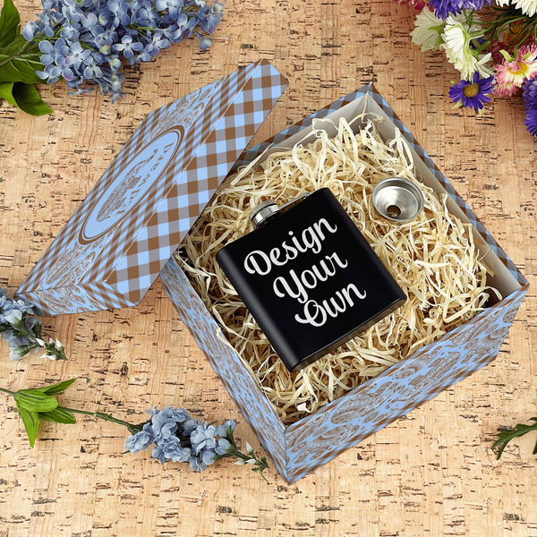 Gingham & Elephants Gift Boxes with Lid - Canvas Wrapped - Large - In Context