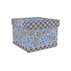 Gingham & Elephants Gift Box with Lid - Canvas Wrapped - Small (Personalized)