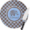 Gingham & Elephants Round Glass Cutting Board (Personalized)