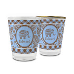 Gingham & Elephants Glass Shot Glass - 1.5 oz (Personalized)
