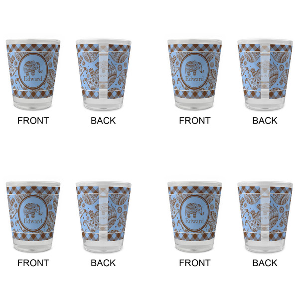 Gingham & Elephants Glass Shot Glass - Standard - Set of 4 - APPROVAL