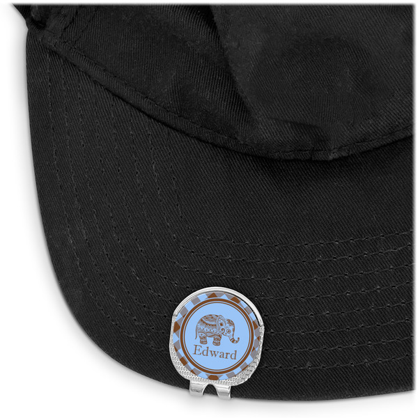 Gingham & Elephants Golf Ball Marker Hat Clip - Main