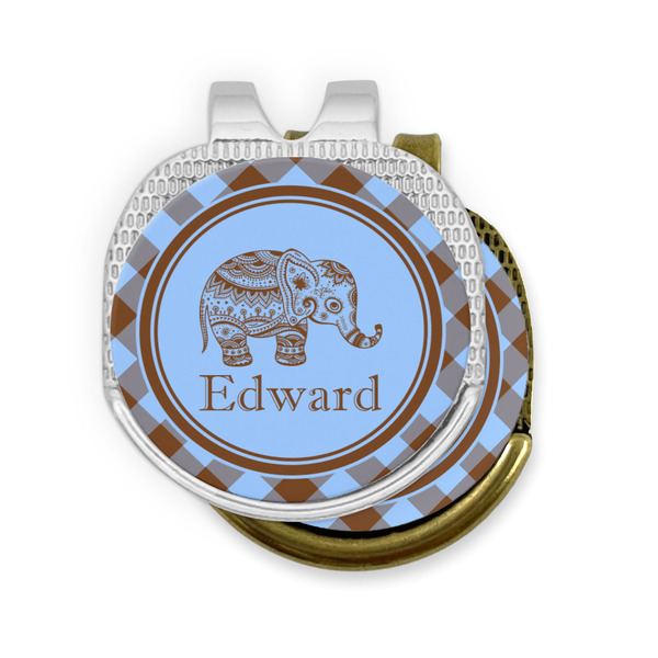 Gingham & Elephants Golf Ball Marker Hat Clip - PARENT/MAIN