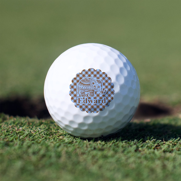 Custom Gingham & Elephants Golf Balls - Non-Branded - Set of 12 (Personalized)