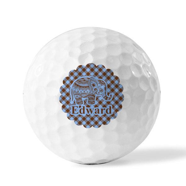 Gingham & Elephants Golf Balls - Generic - Set of 3 - FRONT