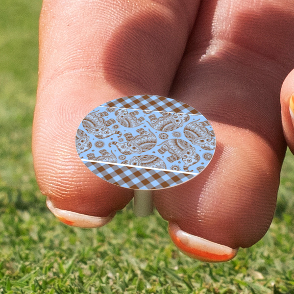 Gingham & Elephants Golf Tees & Ball Markers Set - Marker