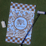Gingham & Elephants Golf Towel Gift Set (Personalized)